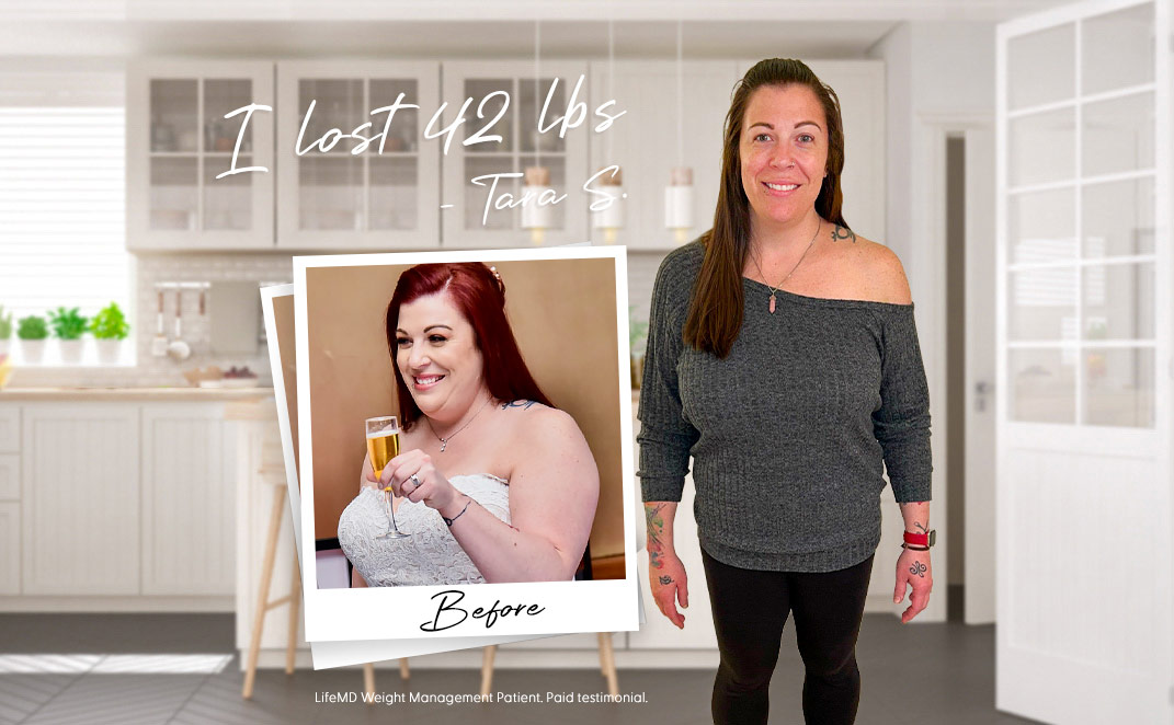 Tara S. before and after joining LifeMD Weight Management Program