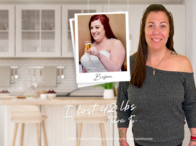 Tara S. before and after joining LifeMD Weight Management Program