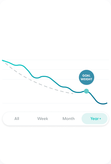Weight loss progress on a graph over the course of a year